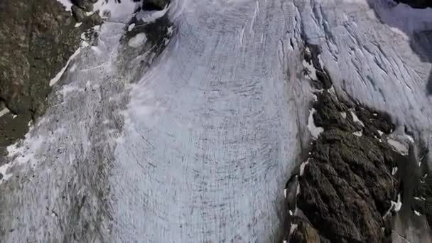 Overhead Aerial View Glacier Vinciguerra Ice Field — Stock Video
