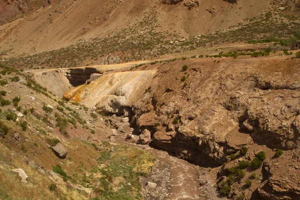 Geología Desierto Árido Vista Del Cañón Montañas Valle Acantilado Río — Foto de Stock