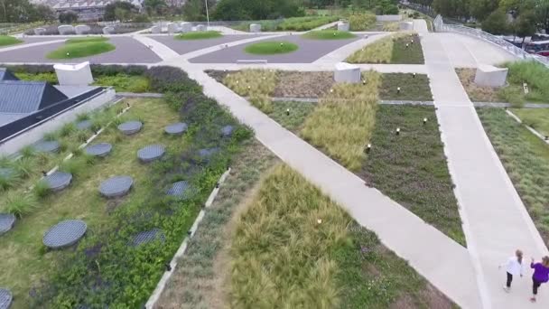 Landscaping Garden Design City Aerial View Urban Park Green Roof — Vídeo de Stock