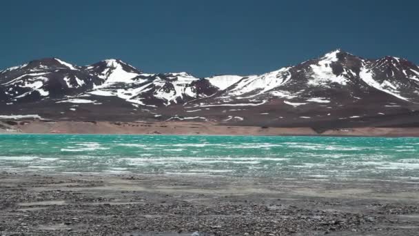 Paisagem Alpina Vista Panorâmica Lago Verde Alto Dos Andes — Vídeo de Stock