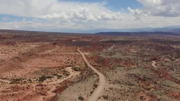 Luftaufnahme Einer Straße Durch Die Wüste Nationalpark Los Cardones Cachi — Stockvideo