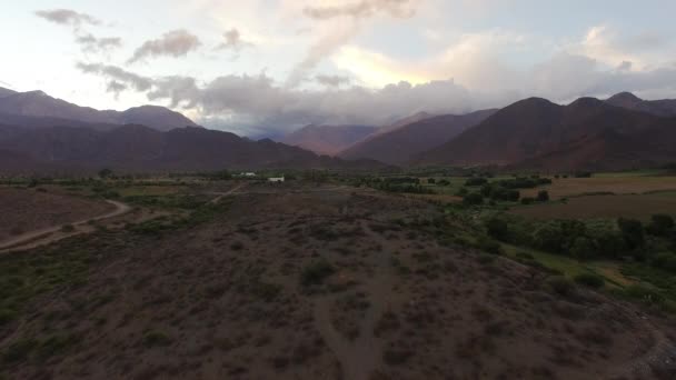 Impuscaturi Aeriene Spre Munții Anzi Timpul Apusului Soare Salta Argentina — Videoclip de stoc