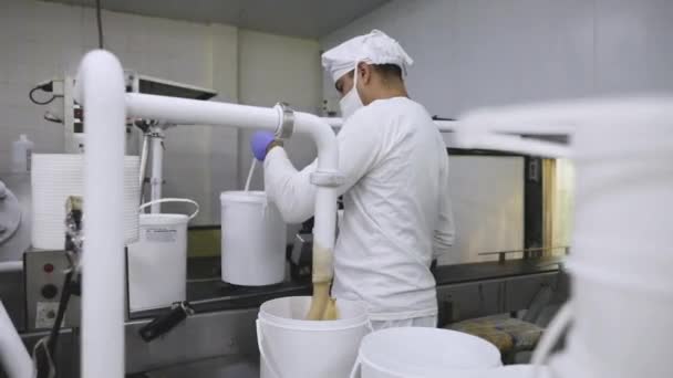 Élelmiszeripar Fagylalt Előállítási Folyamat Közelkép Csokoládé Fagylalt Jön Csőből Egy — Stock videók
