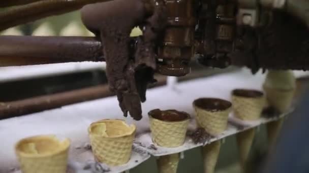 Indústria Alimentar Automação Fabricação Vista Perto Uma Máquina Elétrica Pulverizando — Vídeo de Stock