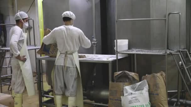 Industrie Alimentaire Production Industrielle Crème Glacée Vue Des Ouvriers Usine — Video