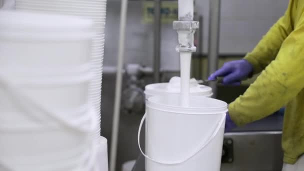 Βιομηχανία Τροφίμων Διαδικασία Παραγωγής Παγωτού Closeup Άποψη Του Παγωτού Βγαίνει — Αρχείο Βίντεο