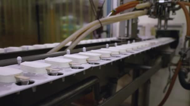 Potravinářství Automatizace Technologie Průmyslový Proces Výroby Zmrzliny Pohled Stroj Výrobu — Stock video