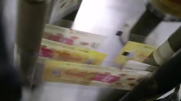 Yiyecek Endüstrisi Endüstriyel Dondurma Üretimi Ticari Bir Otomatik Ambalaj Makinesi — Stok video