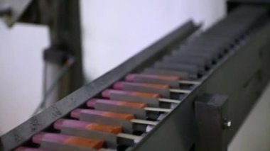 Yiyecek endüstrisi. Gıda üretiminde otomasyon ve teknoloji. Ticari çilek ve portakal aromalı dondurma makinesi..