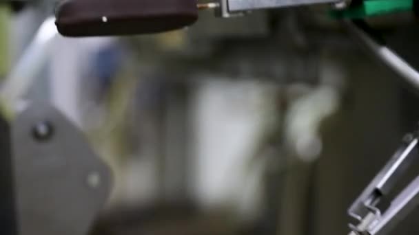 工业冰淇淋工厂 食品生产自动化和自动化技术 运送和包装涂有巧克力的奶油棒棒糖的机器视图 — 图库视频影像
