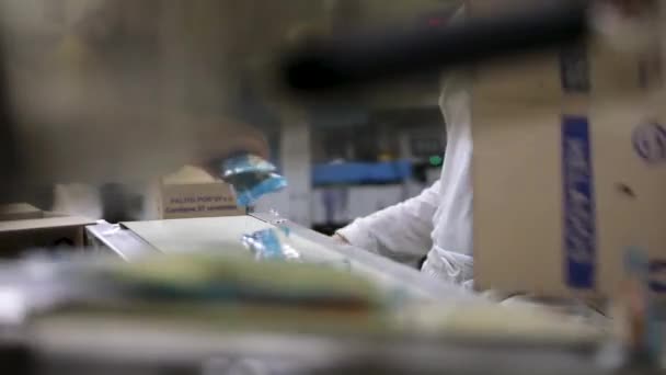 Industrie Alimentaire Technologie Vue Rapprochée Une Machine Emballage Commerciale Enveloppant — Video