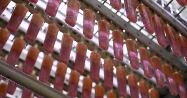 Lebensmittelindustrie Automatisierung Und Technologie Der Lebensmittelproduktion Kommerzielle Eismaschine Mit Erdbeer — Stockvideo