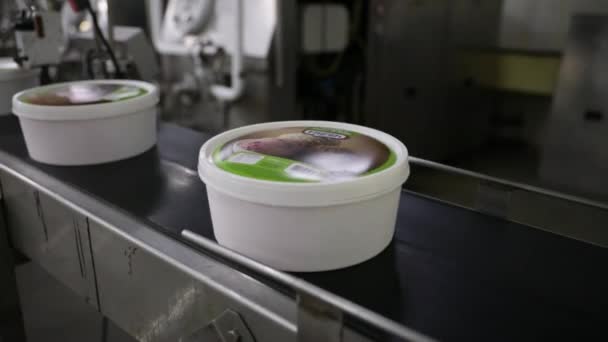 Industrie Alimentaire Usine Crème Glacée Industrielle Vue Rapprochée Pot Crème — Video