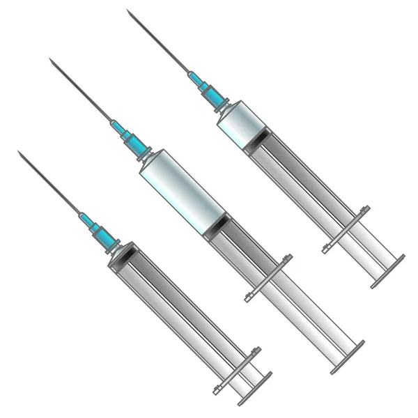 Set Medical Syringes Different Filled Vaccine Full Half Full Empty — Stock Vector