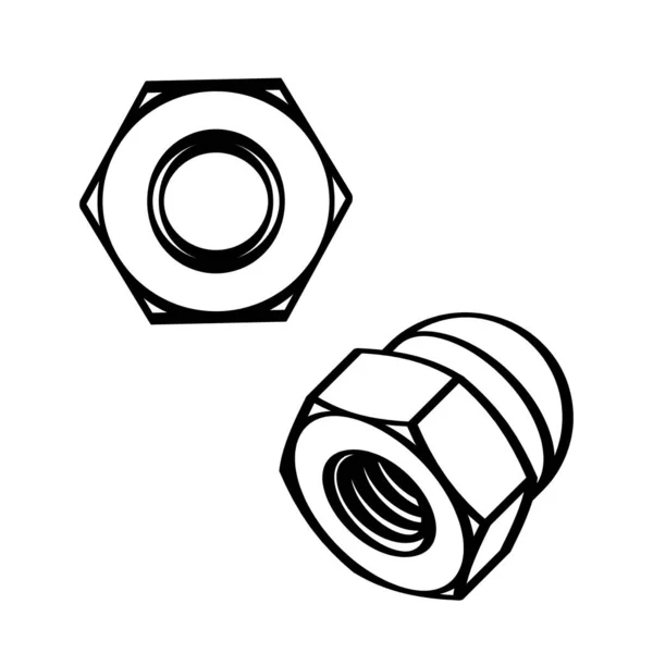 Nut Domed Cup Transparent Background Line Drawing Set Vector Illustration — Stock Vector
