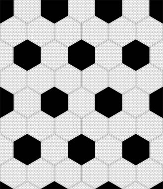 Siyah ve beyaz altıgen futbol topu pürüzsüz desen. Tekrarlanan arka plan. Vektör illüstrasyonu