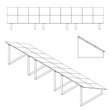 Güneş pili, yere monte edilmiş, çerçeve tabanı, güneş vektörü seti