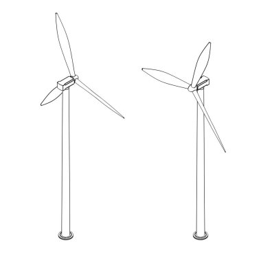 Yel değirmeni, rüzgar jeneratörü Çevre Enerjisi Vektör Çizgi Sanatı