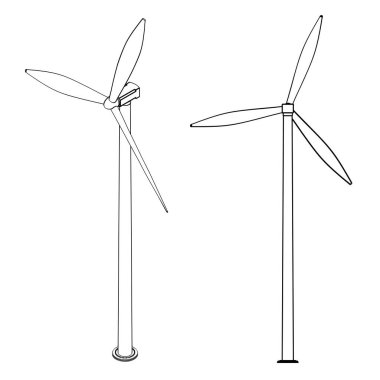 Yel değirmeni, rüzgar jeneratörü Çevre Enerjisi Vektör Çizgi Sanatı