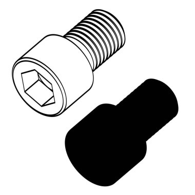 Beyaz arka planda siluet, silindir başlığı ile vidalayın