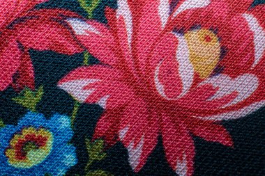 Çiçek desenli bir elbise deseni. Geçmişi. Makro resim.