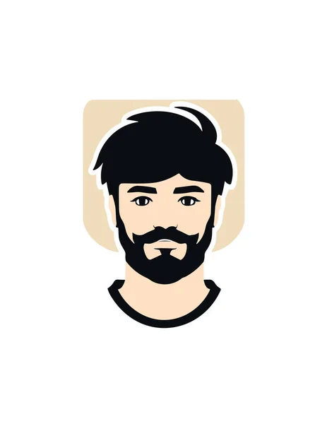 Ilustración Vectorial Plana Hombre Sonriente Con Barba Pelo Negro Barba — Vector de stock