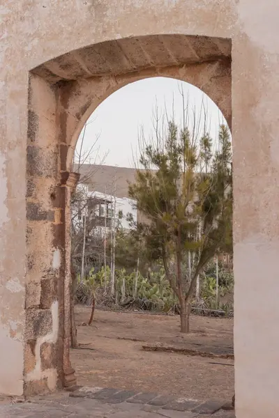 Boş beyaz bir evin eski ahşap kapısının dikey görüntüsü.