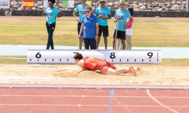 İstanbul, Türkiye - 25 Ağustos, 2018: Sporcular, Türkiye Atletizm Federasyonu sırasında koşan sporcuyu tanımladı. Yarışmalarda 20 yarışma