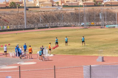 Barselona, İspanya - 11 Haziran, 2017: Barselona 'da koşan insanlar