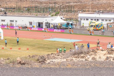 İstanbul, Yunanistan - 29 Temmuz, 2017: Futbol sahasında oynayan sporcular