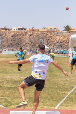 Odessa, Ukrayna - Haziran 29, 2017: Ukrayna Uluslararası Ragbi Ligi Festivali Plaj sporları. ragbi.