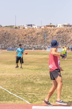 Odessa, Ukrayna - 17 Temmuz, 2017: Ukrayna Kadınlar Rugby Şampiyonası. Odessa yarışı. Genç sporcularla karşılaştılar.