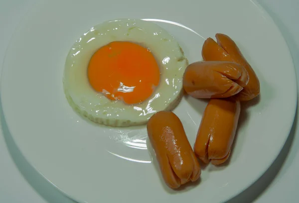 Смажене Яйце Ковбаса Хороший Сніданок — стокове фото