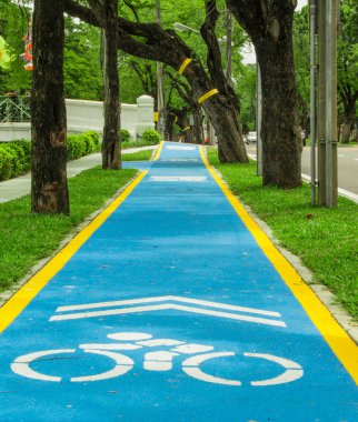 Bangkok 'ta mavi bisiklet yolu