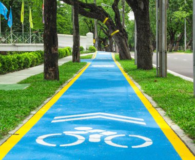 Bangkok 'ta mavi bisiklet yolu