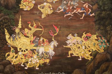 Wat phra keaw Bangkok Tayland 'da ramakian duvar resmi
