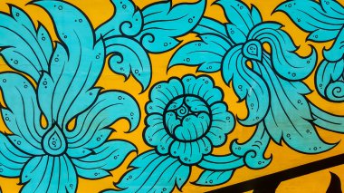 Tayland tarzında mavi çiçek deseni