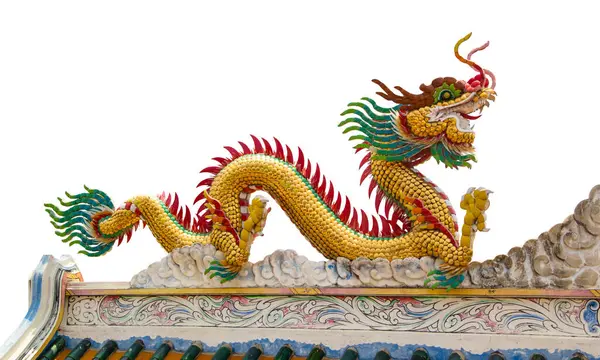 Chinese Style Golden Dragon White Background — Stock Photo, Image
