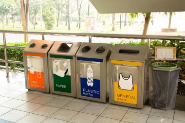 Yapı üzerindeki çöp bidonlarının geri dönüşümü