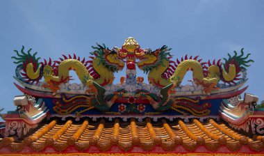 Dragon heykel sanat Mimarlık Budist sanat muhteşem tapınak Tayland.