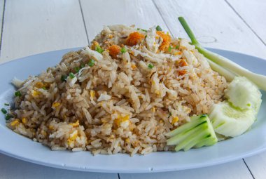 Fried rice with crab and vegetables, Thai food clipart