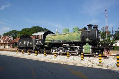 Eski Buhar Lokomotifi ya da eski moda buhar treni Tayland, Hua-hin tren istasyonunda.