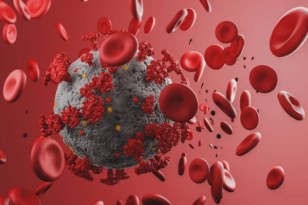 Ilustración Del Virus Con Glóbulos Rojos Concepto Virus Enfermedad Bacterias — Foto de Stock