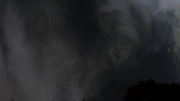 云彩掠过月亮 风在暴风雨中刮过 细节在地面上 让人毛骨悚然的感觉就像一部恐怖片 — 图库视频影像