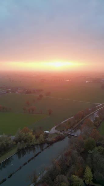 Aerial View Footage Shot Drone Endless Lush Pastures Farmlands Belgium — Video Stock