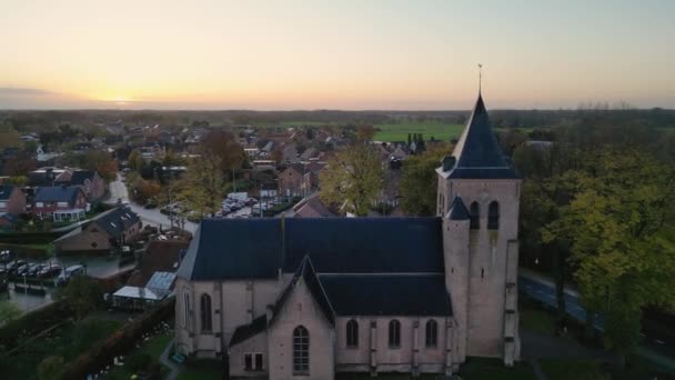 Belgium Wortel Hoogstraten November 2022 Aerial Drone Photo Early Gothic — Stok video