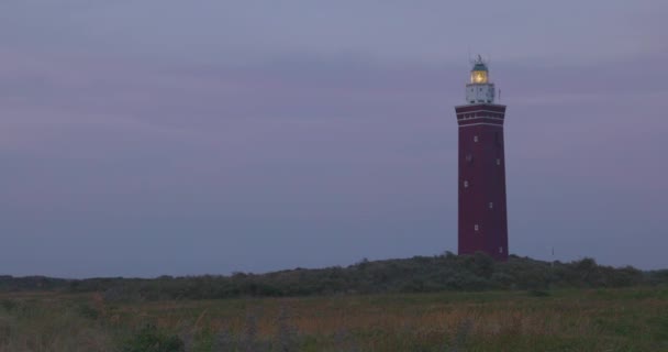 Roter Ziegelstein Struktur Des Leuchtturms Vuurtoren Westhoofd Ouddorp Niederlande Enger — Stockvideo