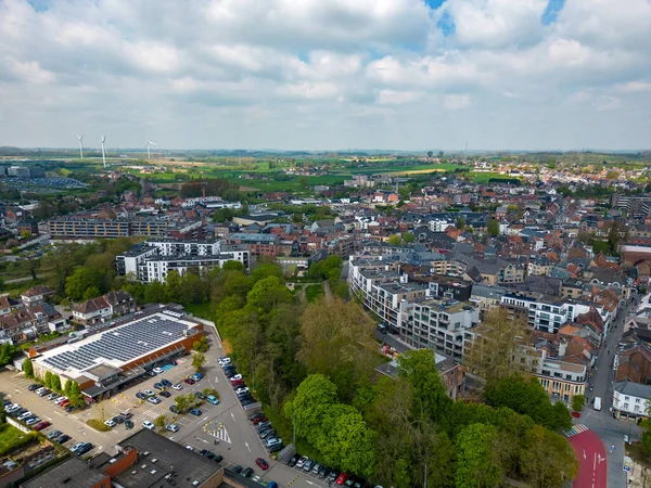 Halle Vlaams Brabant België 2023 Hoogtezicht Stad Halle Een Zonnige — Stockfoto