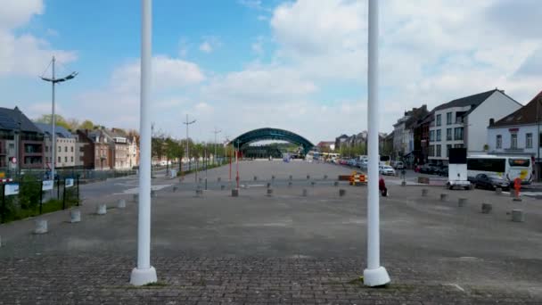 Галле Фламандський Брабантський Регіон Бельгія 2023 Вид Повітря Залізничну Станцію — стокове відео