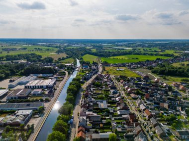 Aerial view with drone of the beautiful city Turnhout in Belgium, Europe, as seen from the harbor. High quality photo. High quality photo